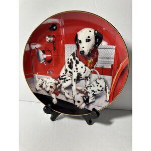 The Danbury Mint 1992 Fire Capers Three-Dog Alarm Dalmatians Plate B7300